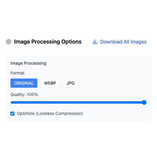 One-click image optimization interface